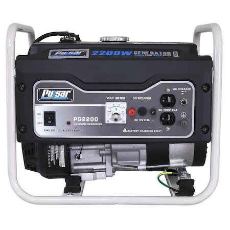 Pulsar Portable Generator, Gasoline, 1,600 W Rated, 2,200 W Surge, Recoil Start, 120V AC/12V DC, 18/13 A PG2200R